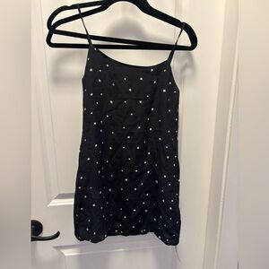Reformation Navy Slip Dress with White Star Print